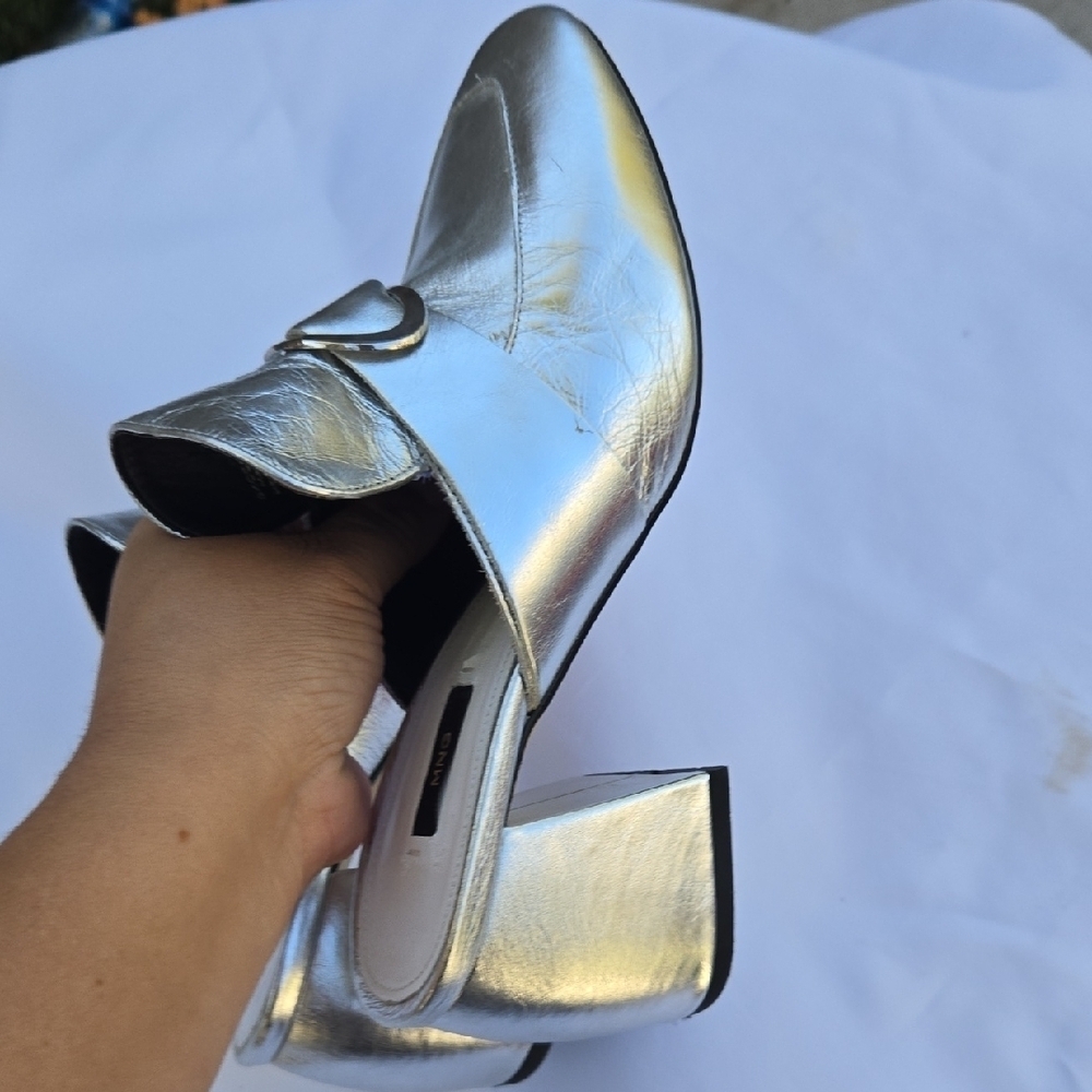 Mango Metallic Silver Mules - Picture 11 of 11